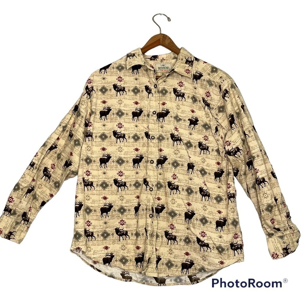 𝅺western Moose Button Up Womans Corduroy